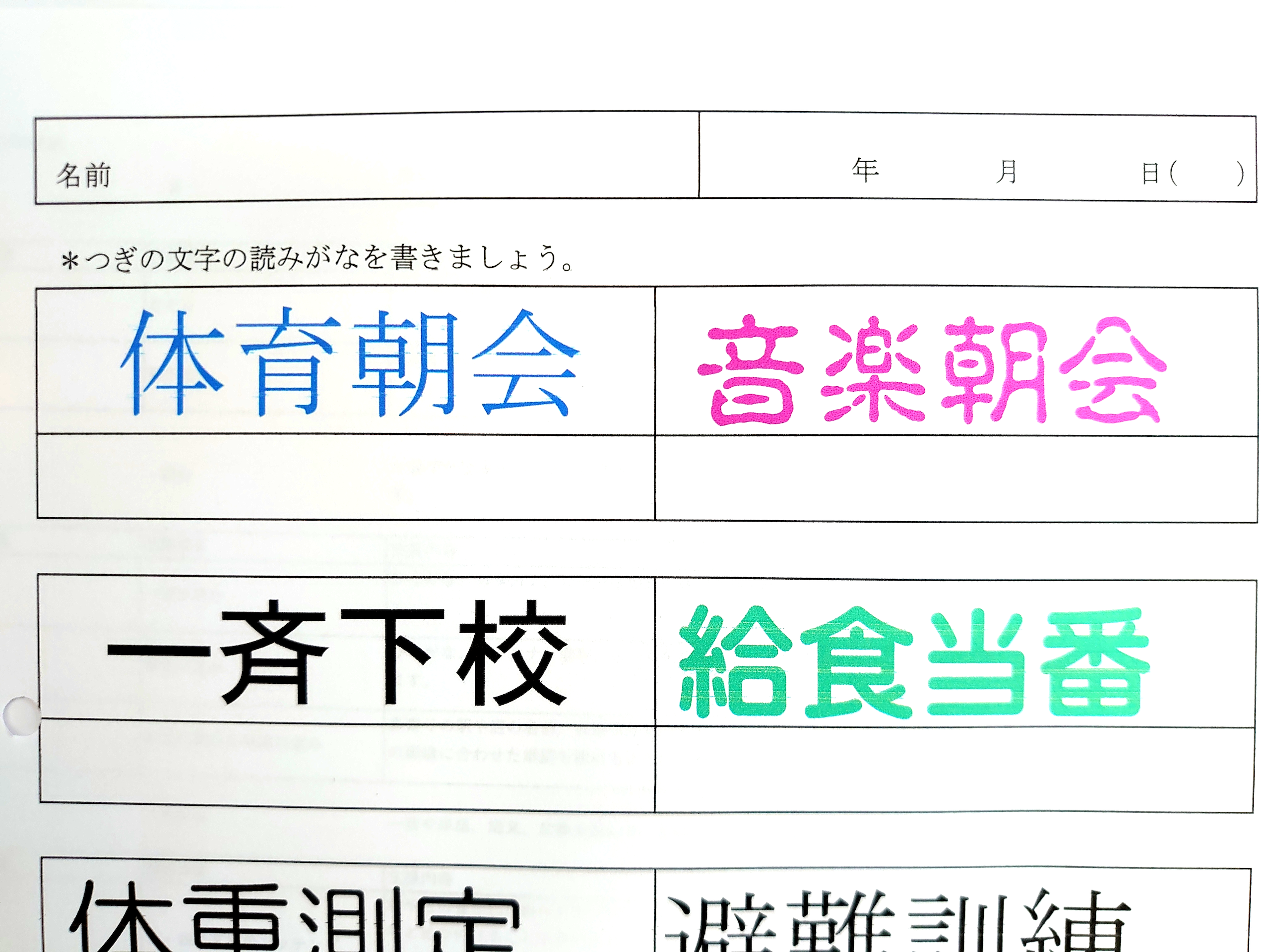 生活に関わる単語の読み